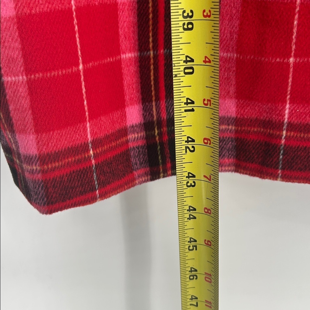 Old Navy Women’s Long Coat Red Tartan Plaid Oversized Soft Brushed Duster~L - Picture 8 of 11